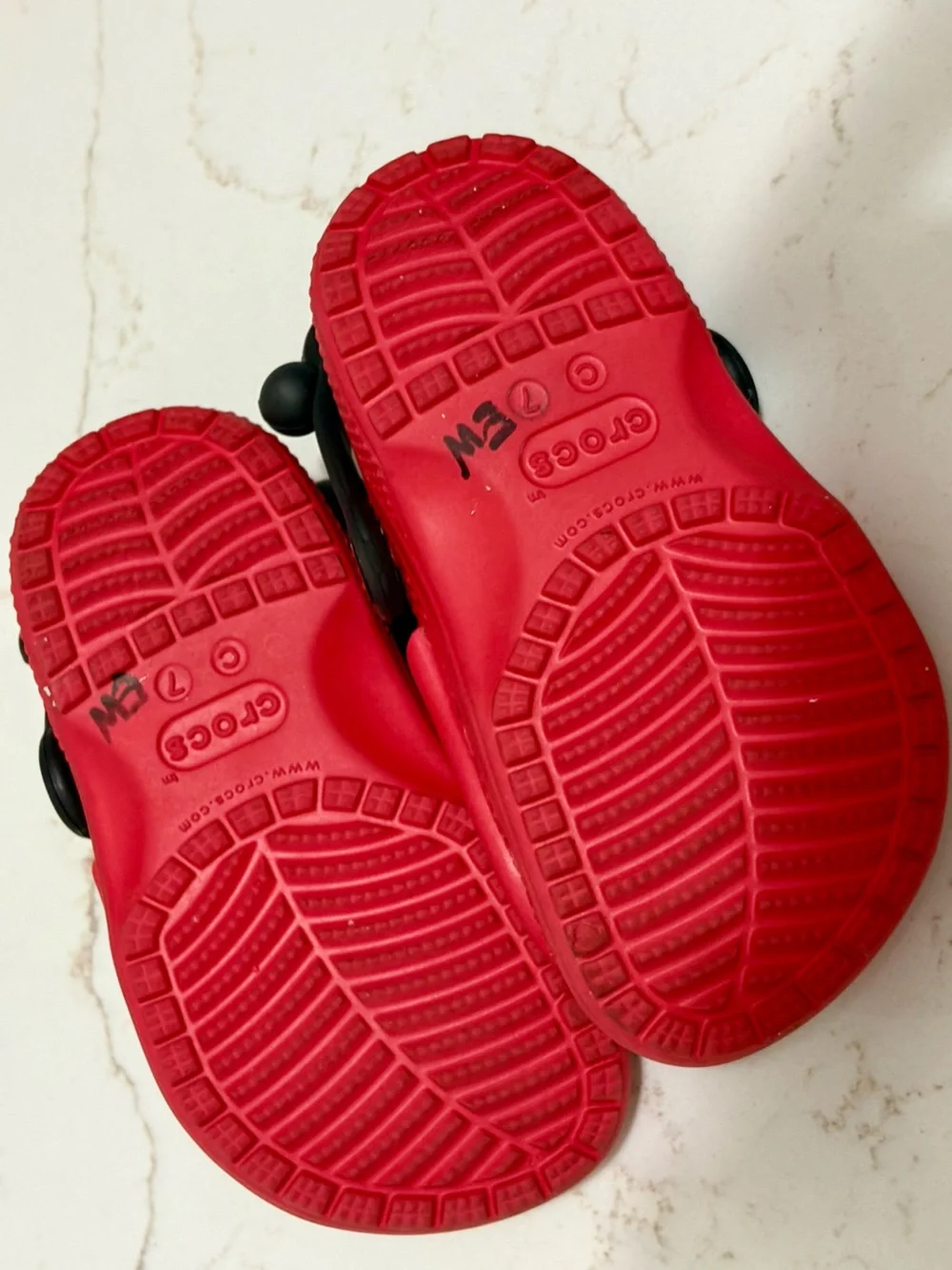 CROCS Kids Red Clog Sandals with Black Accents